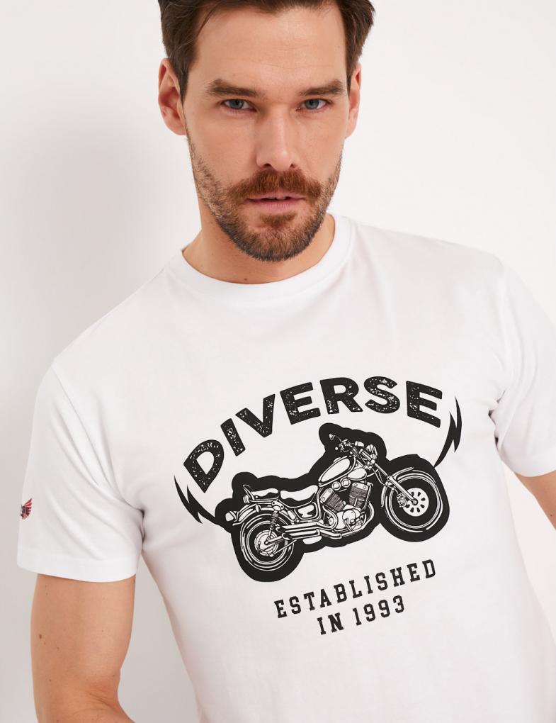 Мужская футболка BIKER стандартного кроя с белым принтом. — изображение 3