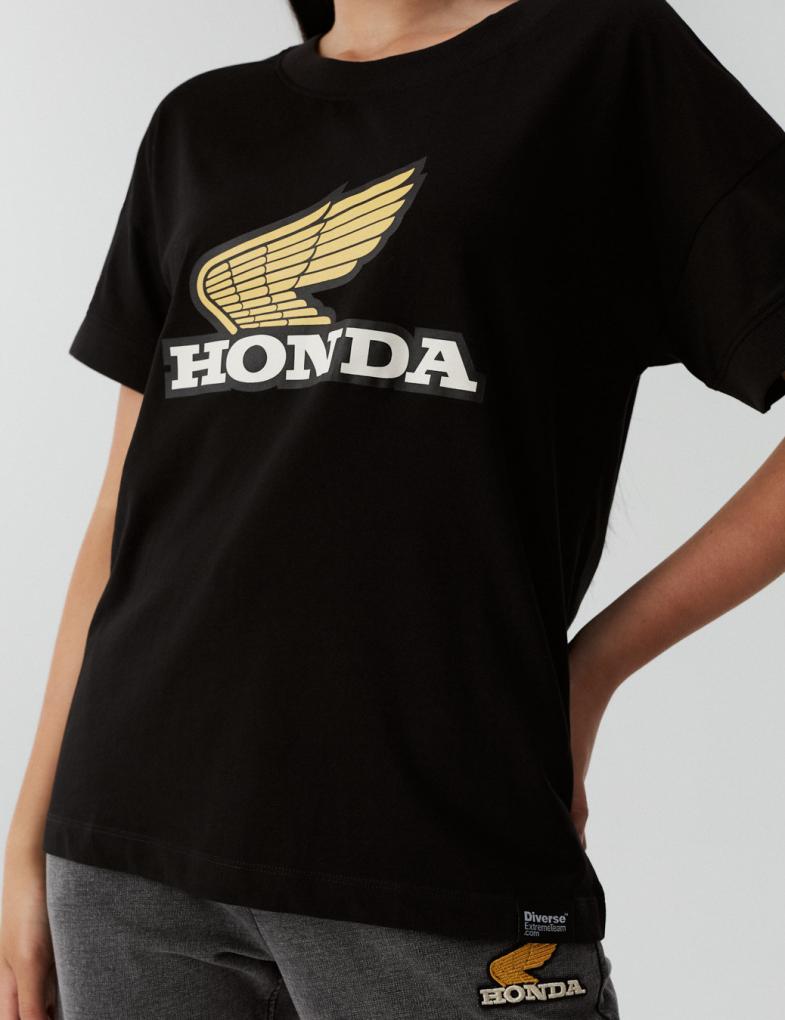 Женская футболка с принтом коллекции HONDA черная — изображение 2