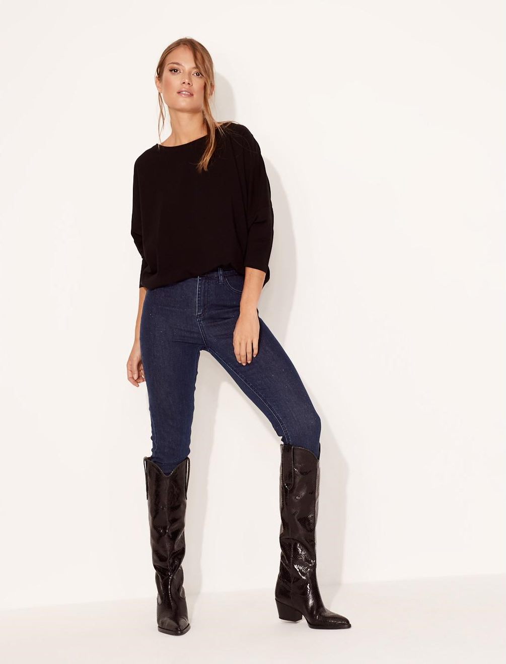 Жіночі джинси skinny fit середньої талії сині - Зображення 4