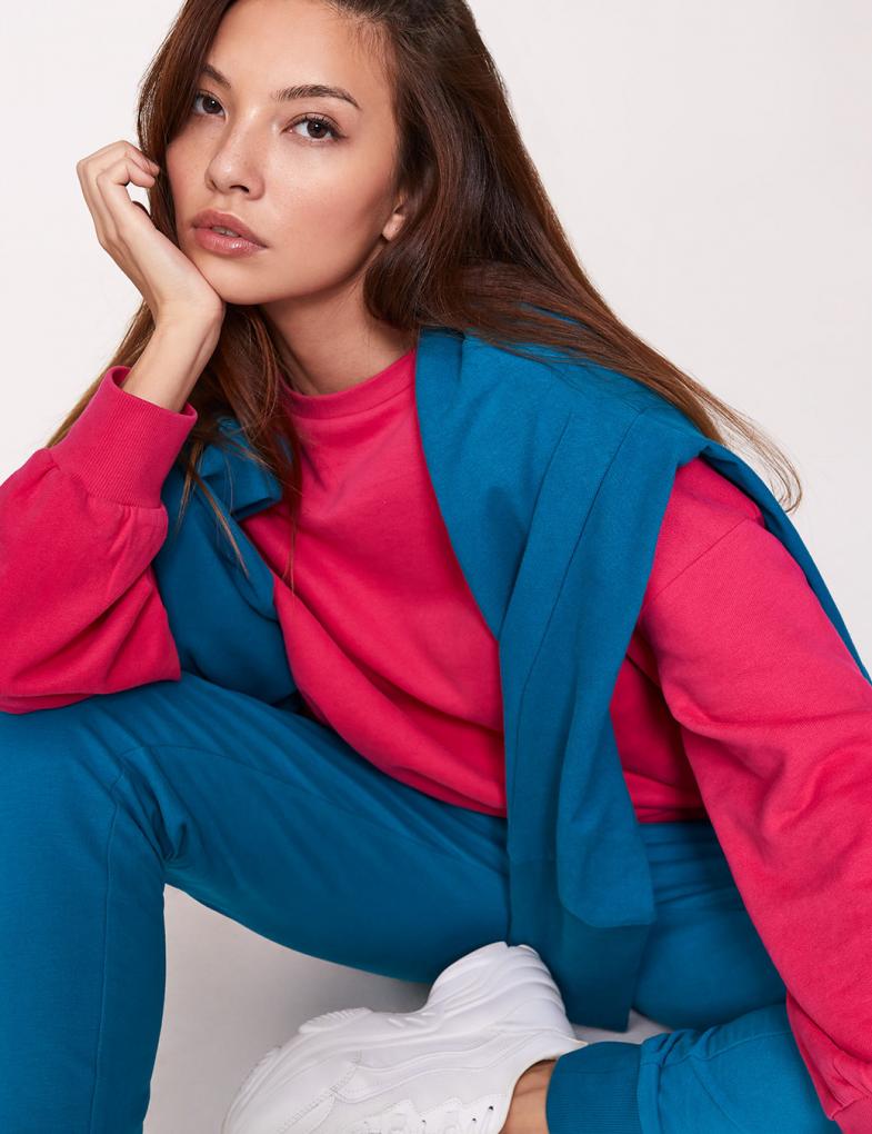 Женский свитшот Colors свободного кроя неоново-розовый — изображение 2