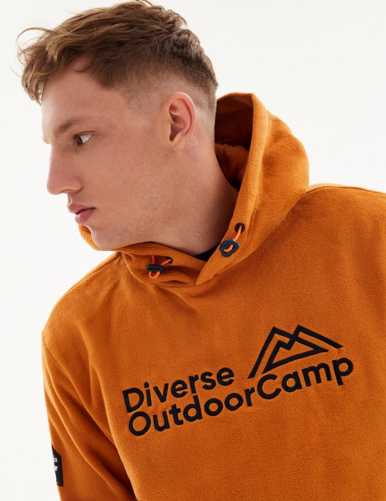 Мужской худи флисовый с вышивкой Outdoor Camp медовый — изображение 3