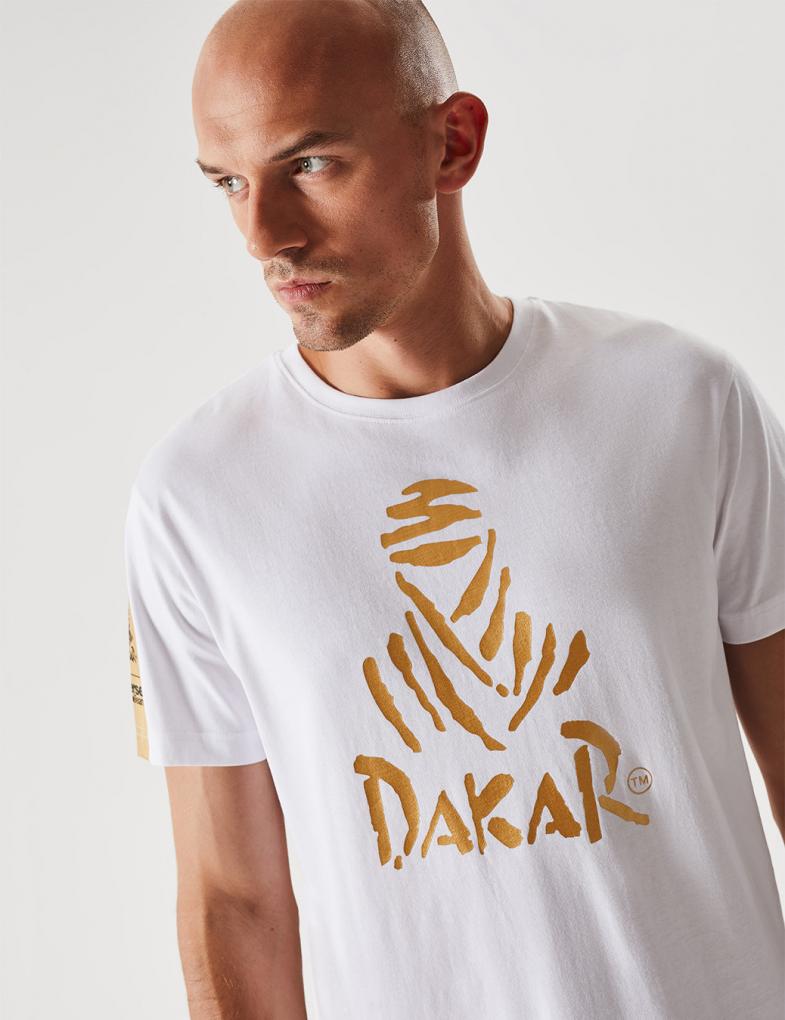 Мужская футболка VIP с золотистыми принтами Dakar белая — изображение 3