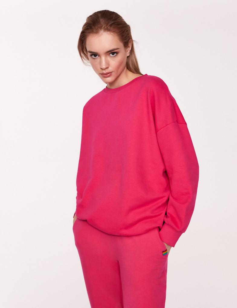 Женский свитшот Colors свободного кроя неоново-розовый — изображение 5