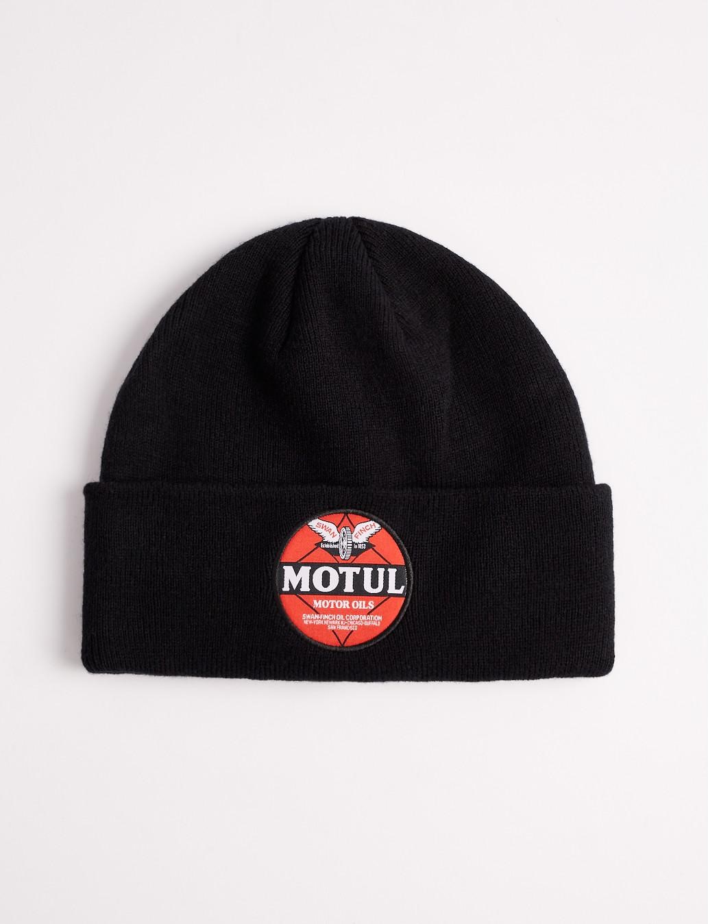 Мужская шапка классическая с логотипом MOTUL черная — изображение 2