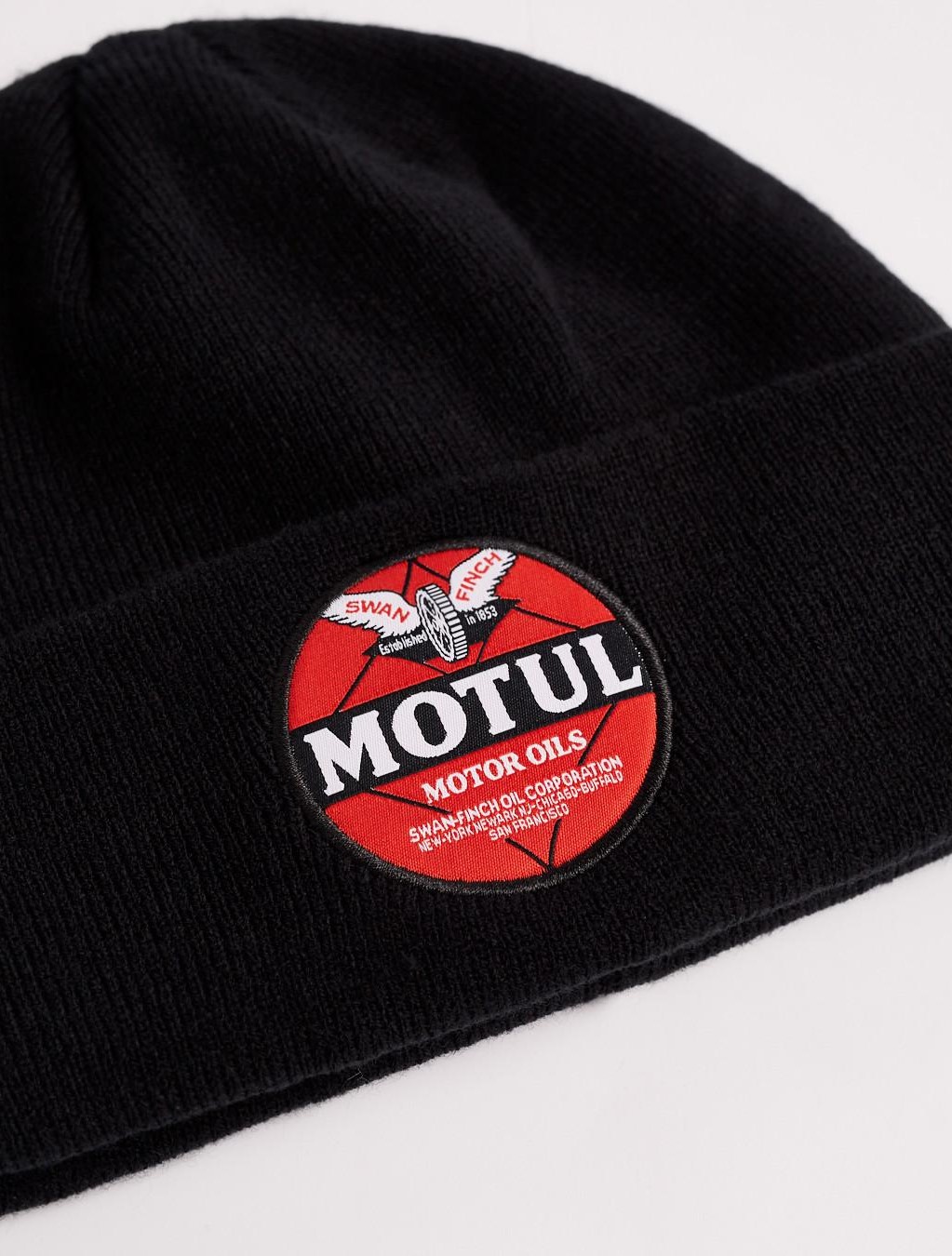Мужская шапка классическая с логотипом MOTUL черная — изображение 6