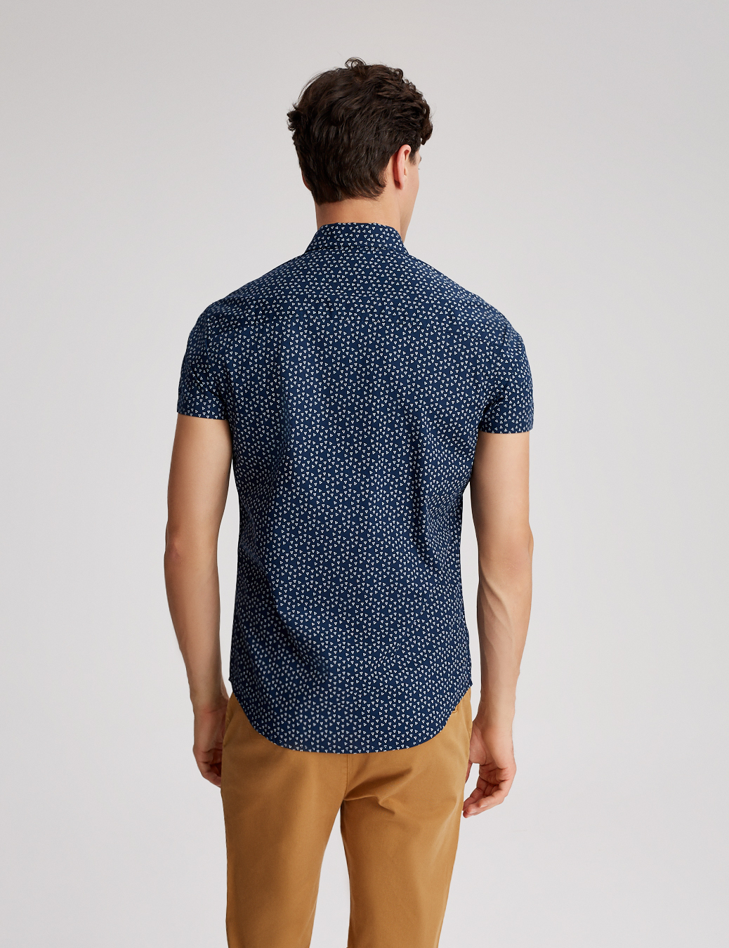 Чоловіча сорочка короткий рукав з мілким візерунком синя - Зображення 2