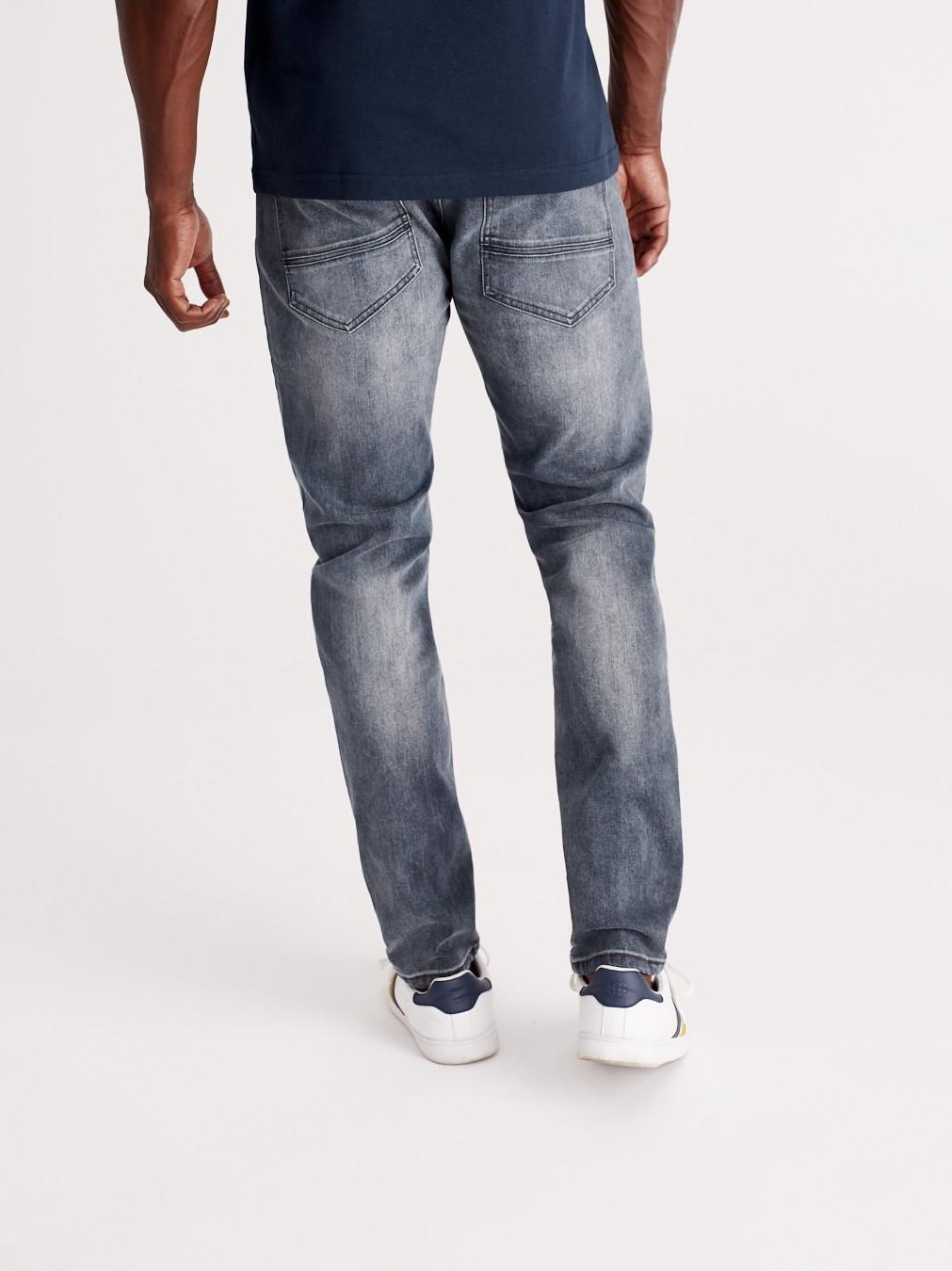 Чоловічі джинси skinny fit приталені з висвітленням темно-сірі - Зображення 3