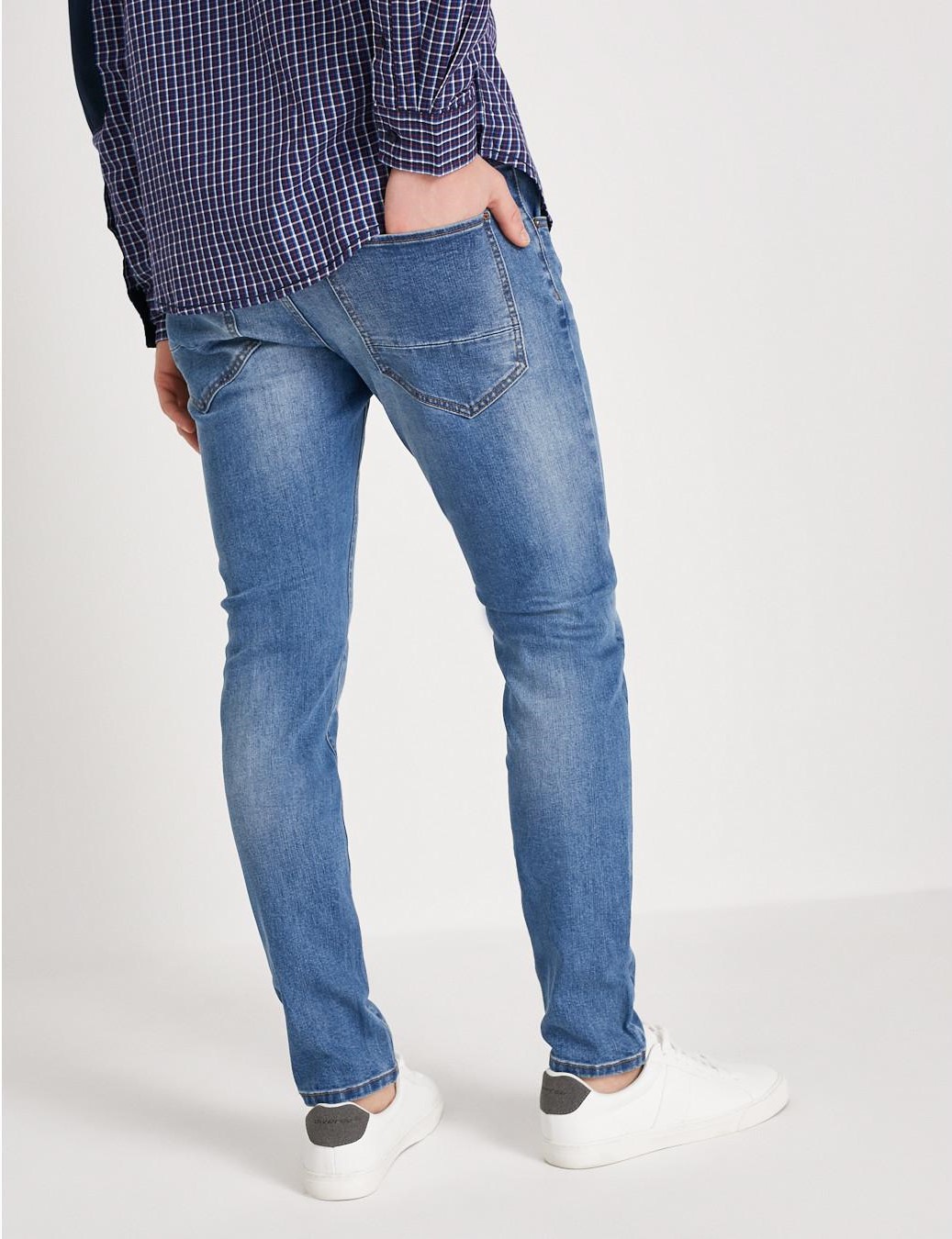 Мужские джинсы skinny fit с узкими брюками голубые — изображение 2