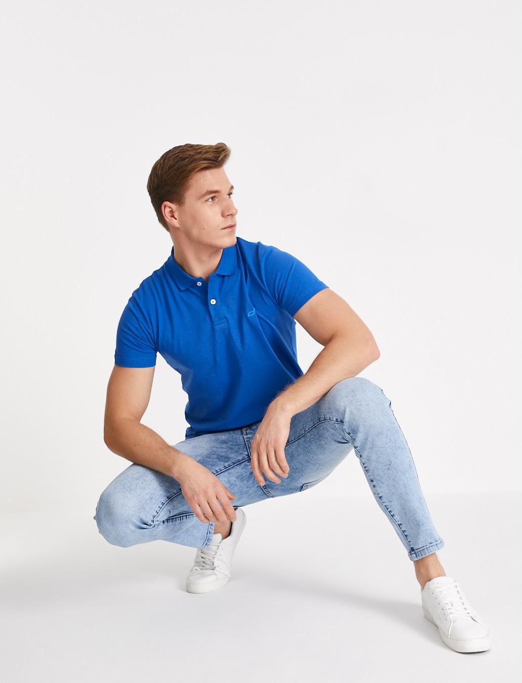 Чоловічі джинси slim fit з тонкими потертостями світло-блакитні - Зображення 2