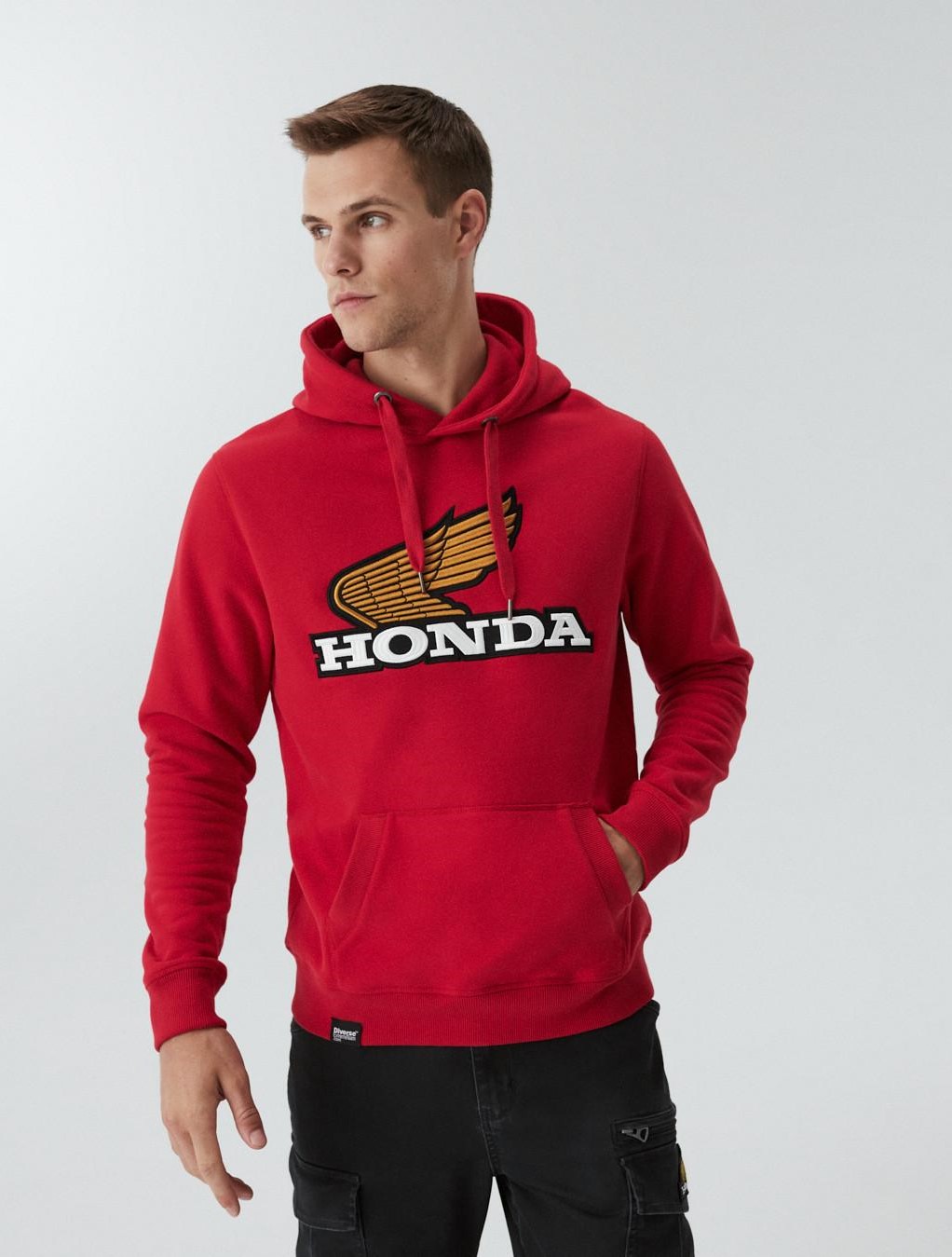 Худи мужской с капюшоном и большим логотипом HONDA красный — изображение 2