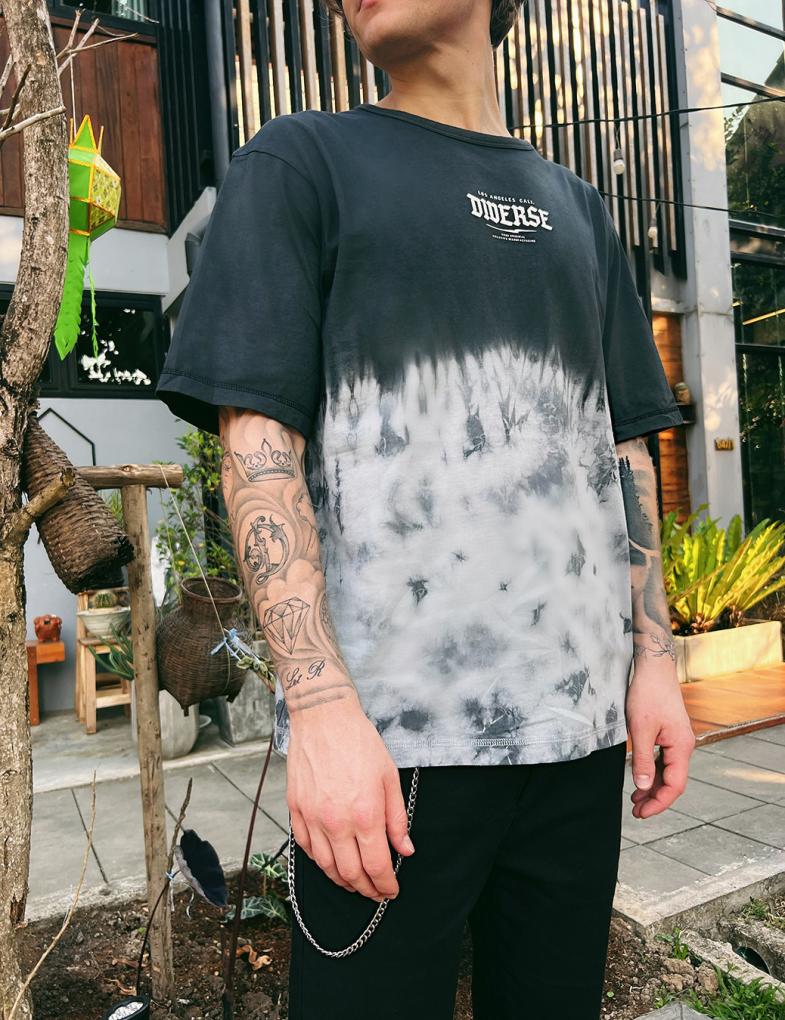 Мужская футболка oversize с эффектом тай-дай коллекции CALI черная — изображение 2
