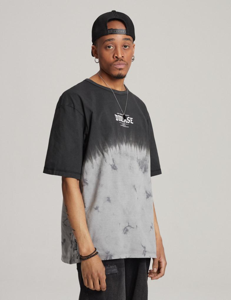Мужская футболка oversize с эффектом тай-дай коллекции CALI черная — изображение 3