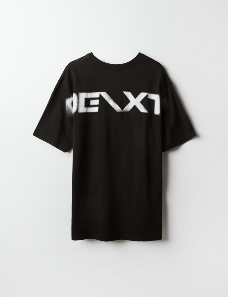 Чоловіча футболка oversize з великим принтом DEXT на спині чорна - Зображення 2