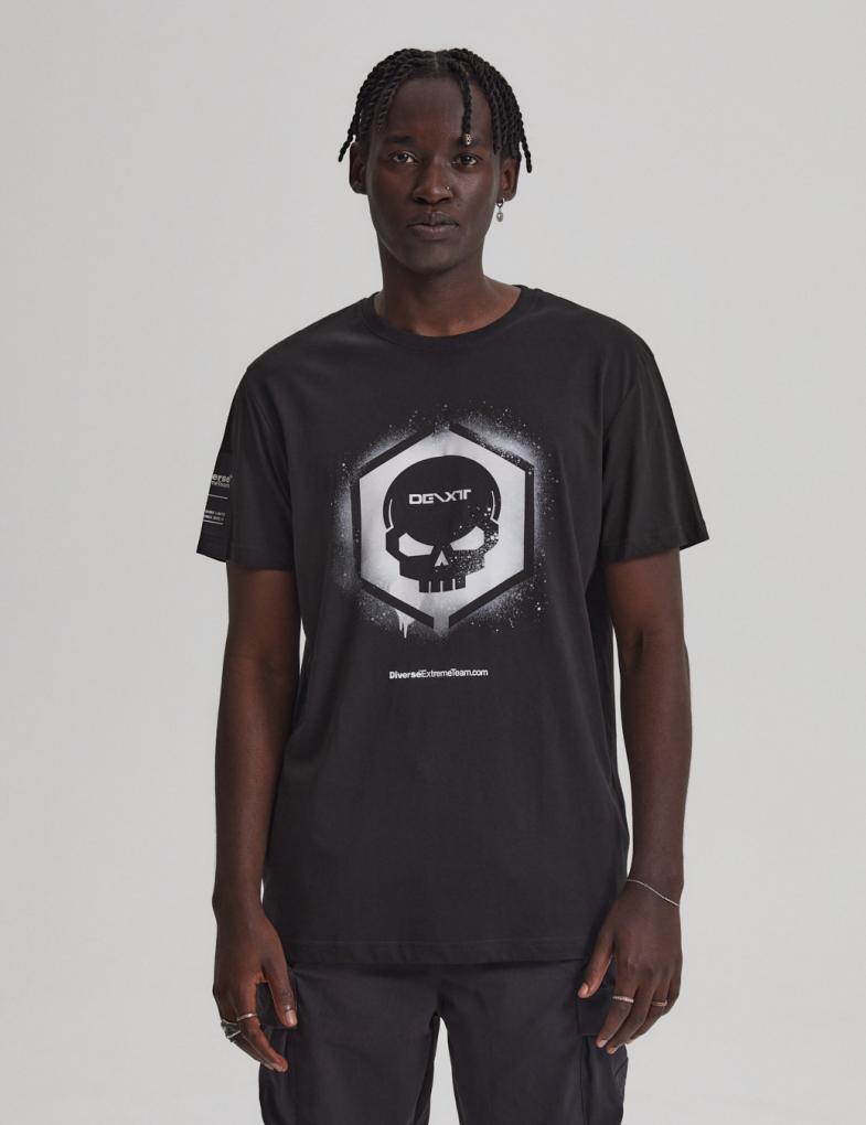 Мужская футболка с принтом DEXT в стиле urban crafted черная — изображение 2