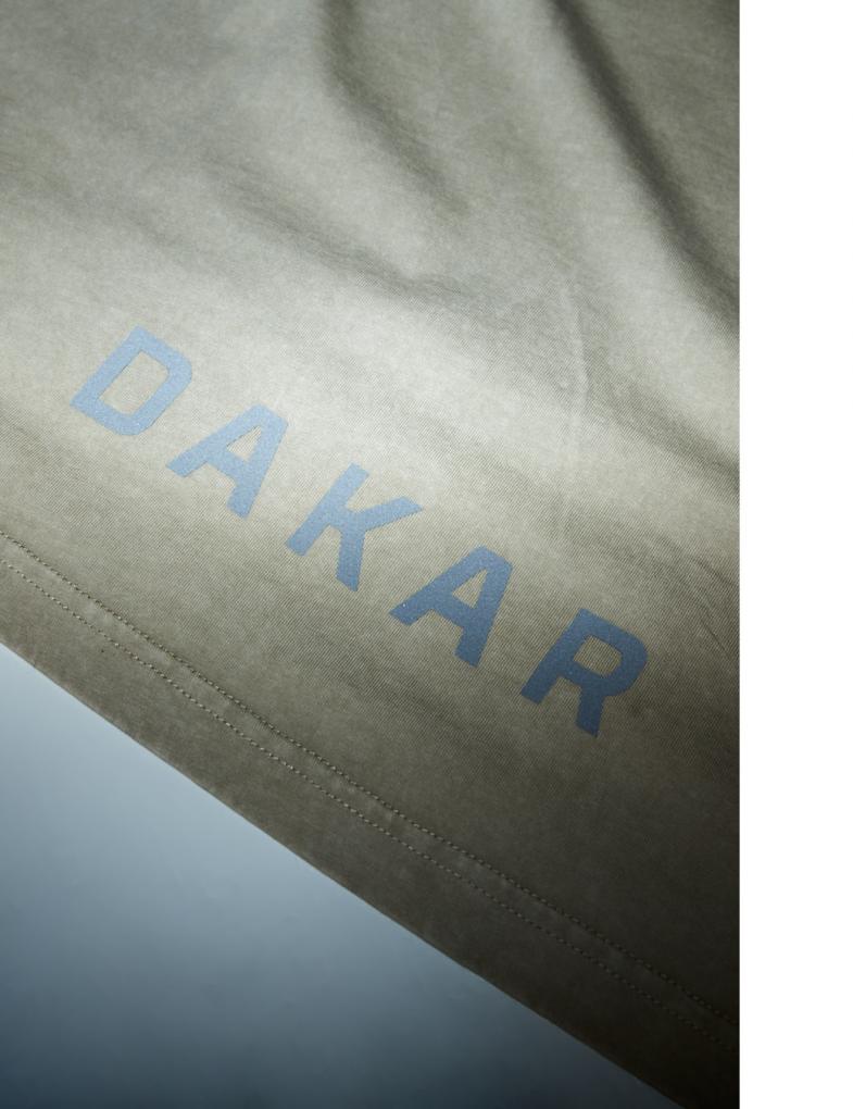 Мужская футболка с эффектом стирки с принтами Dakar бежевая — изображение 5