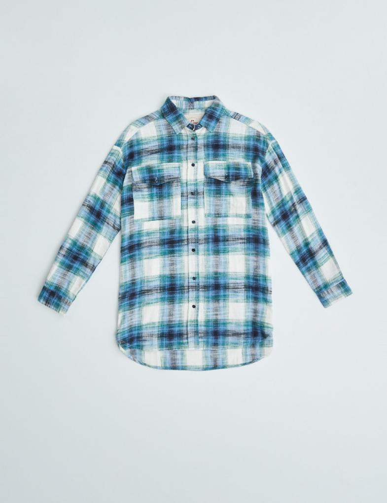 Женская oversize рубашка в клетку многоцветная — изображение 2