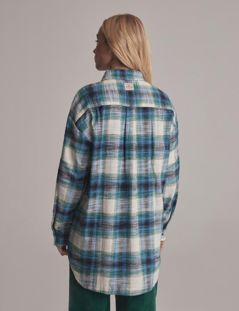 Женская oversize рубашка в клетку многоцветная — изображение 3
