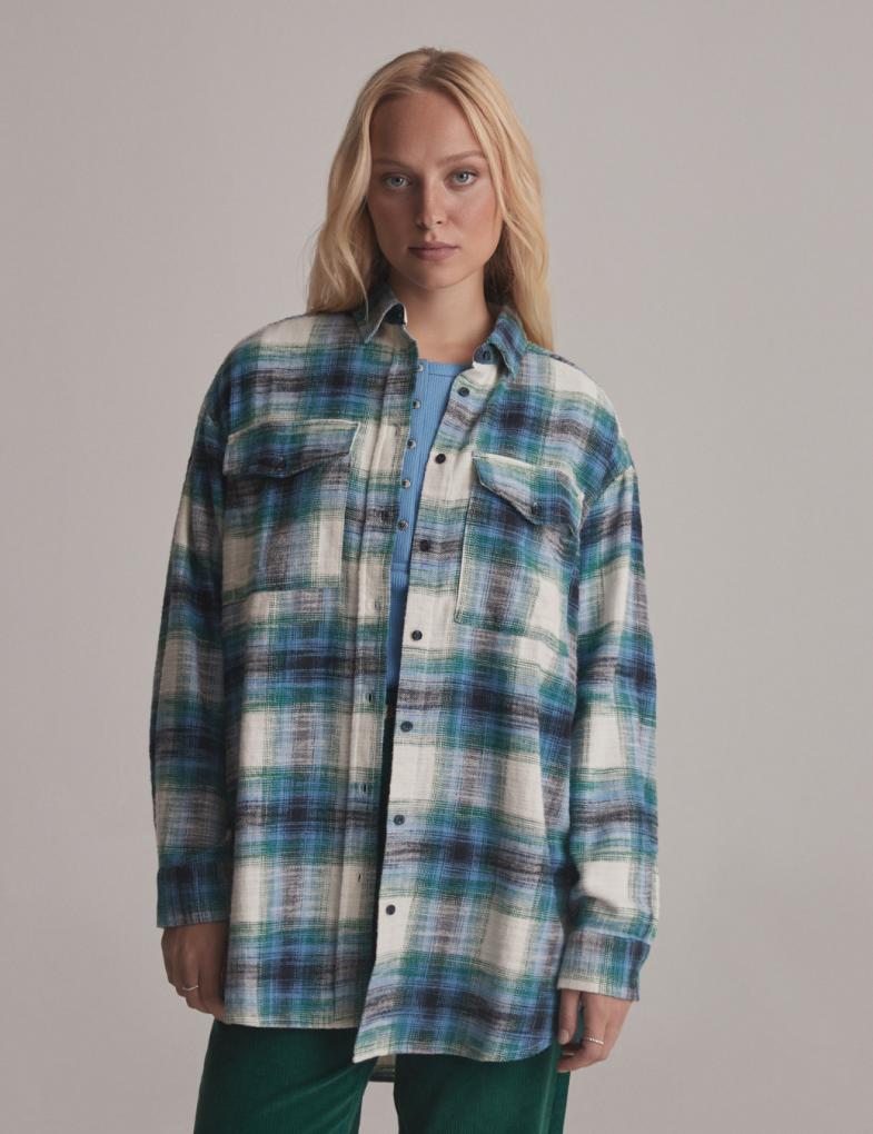 Женская oversize рубашка в клетку многоцветная