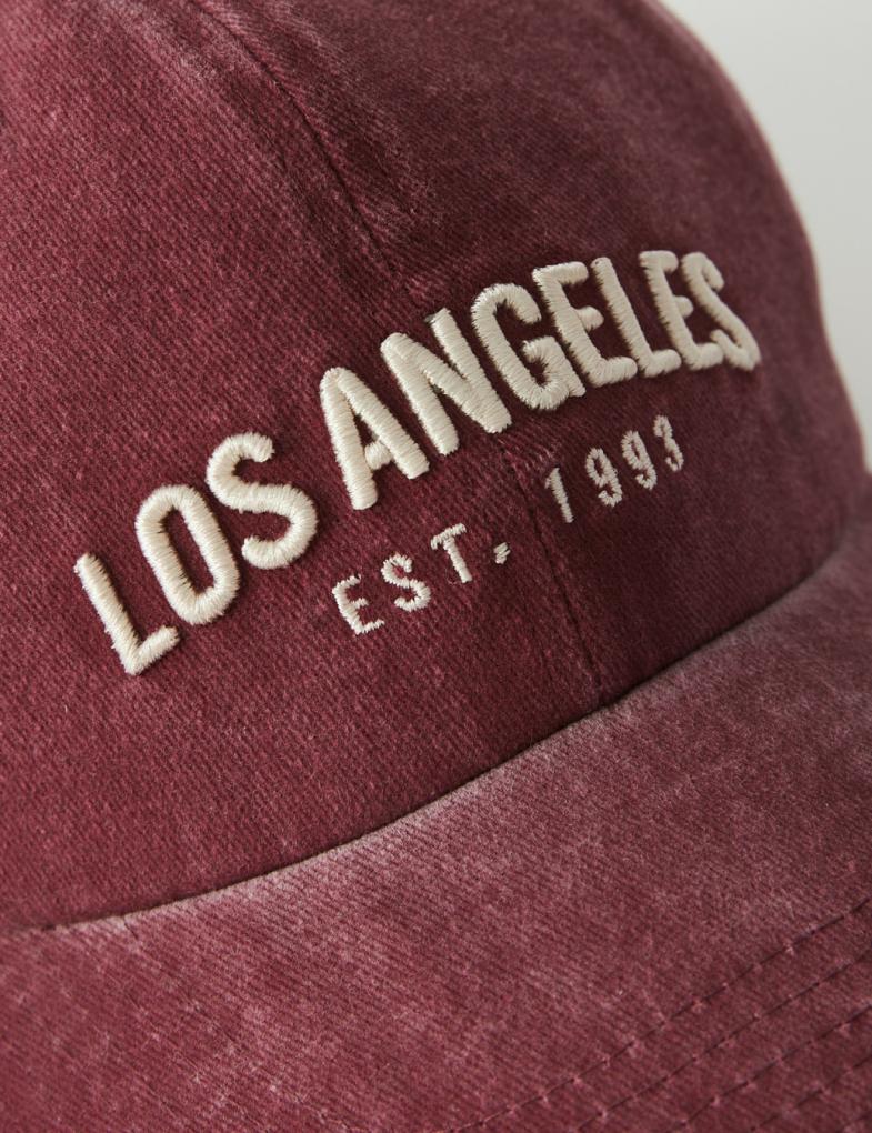 Жіноча кепка з ефектом прання та написом Los Angeles винна - Зображення 2