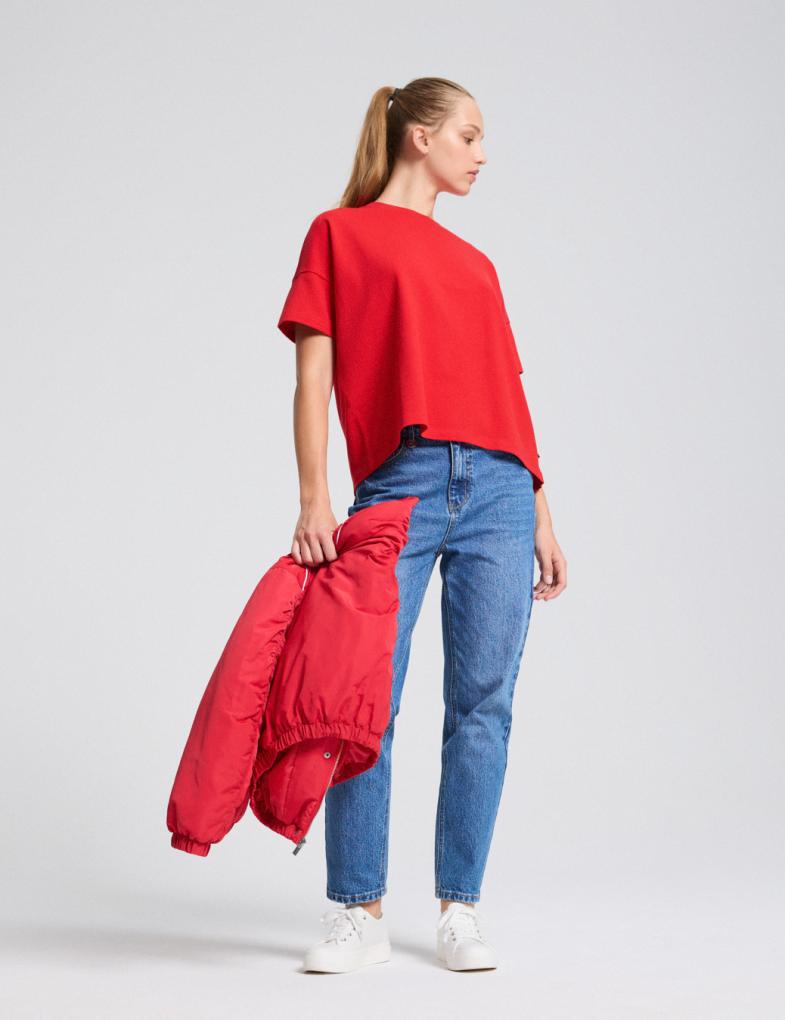 Жіночі джинси mom fit з високою талією блакитні