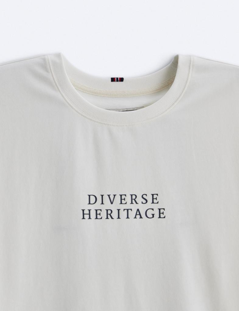 Мужская футболка с надписью Diverse Heritage свободного кроя темно-белая — изображение 4