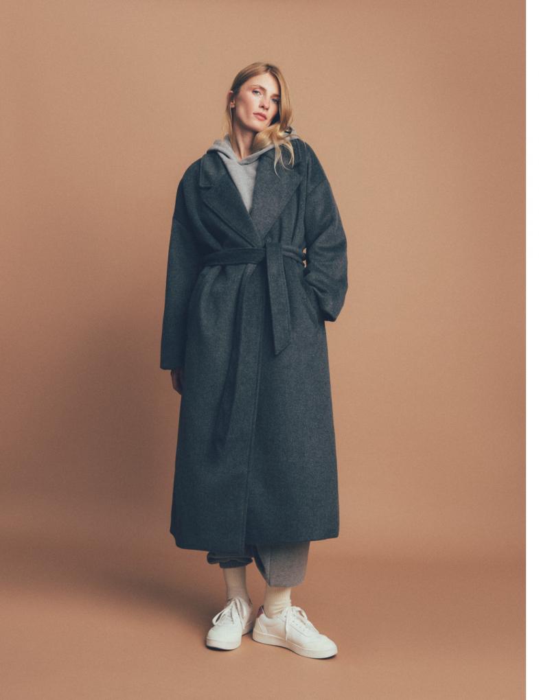 Жіноче пальто oversize довжини максі асфальтове - Зображення 2