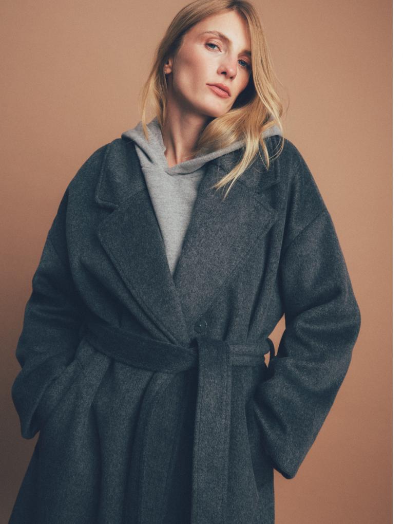 Жіноче пальто oversize довжини максі асфальтове - Зображення 3