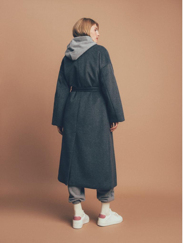 Жіноче пальто oversize довжини максі асфальтове - Зображення 4