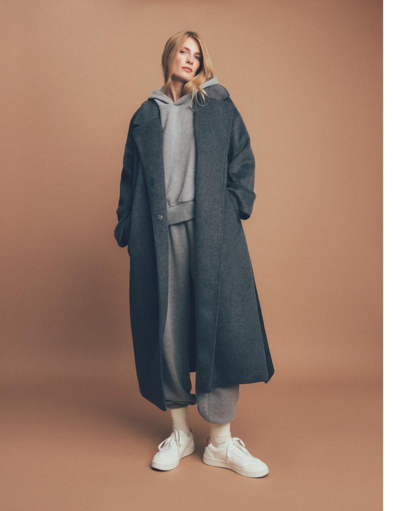 Жіноче пальто oversize довжини максі асфальтове - Зображення 5