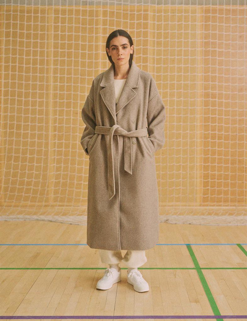 Жіноче пальто oversize довжини максі меланжево-бежеве - Зображення 8