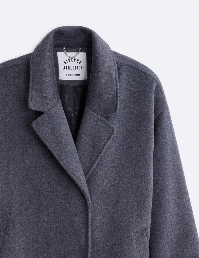 Жіноче пальто oversize довжини максі асфальтове - Зображення 7