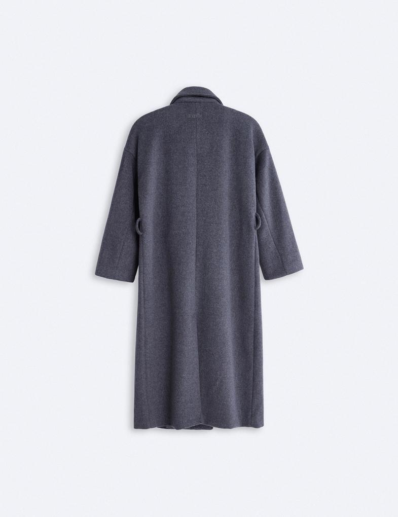 Жіноче пальто oversize довжини максі асфальтове - Зображення 8