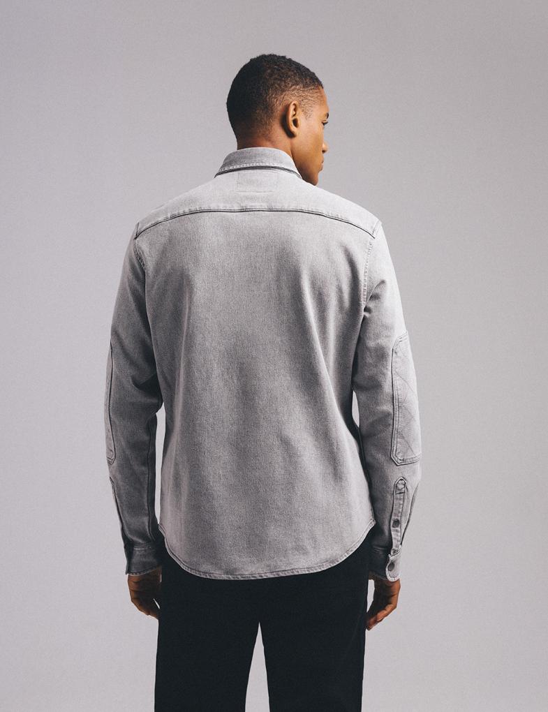 Чоловіча джинсова сорочка slim fit knit світло-сіра - Зображення 5