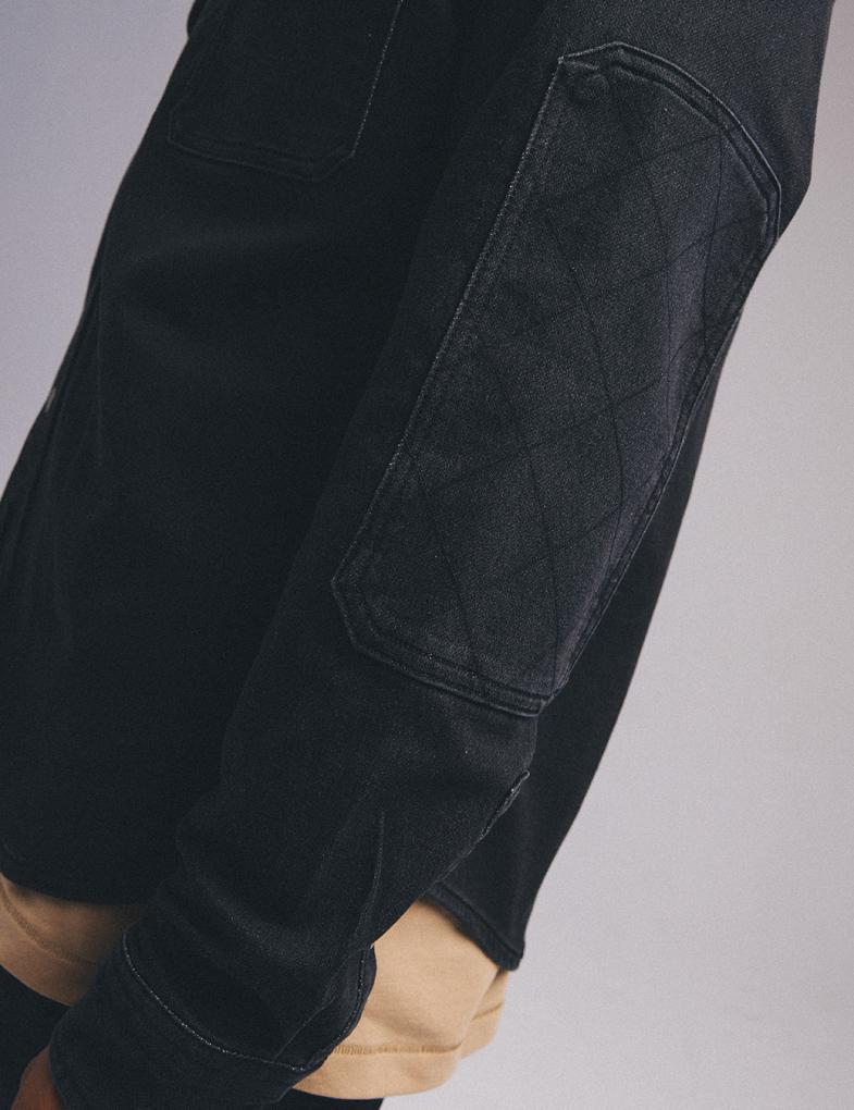Чоловіча джинсова сорочка slim fit knit чорна - Зображення 7