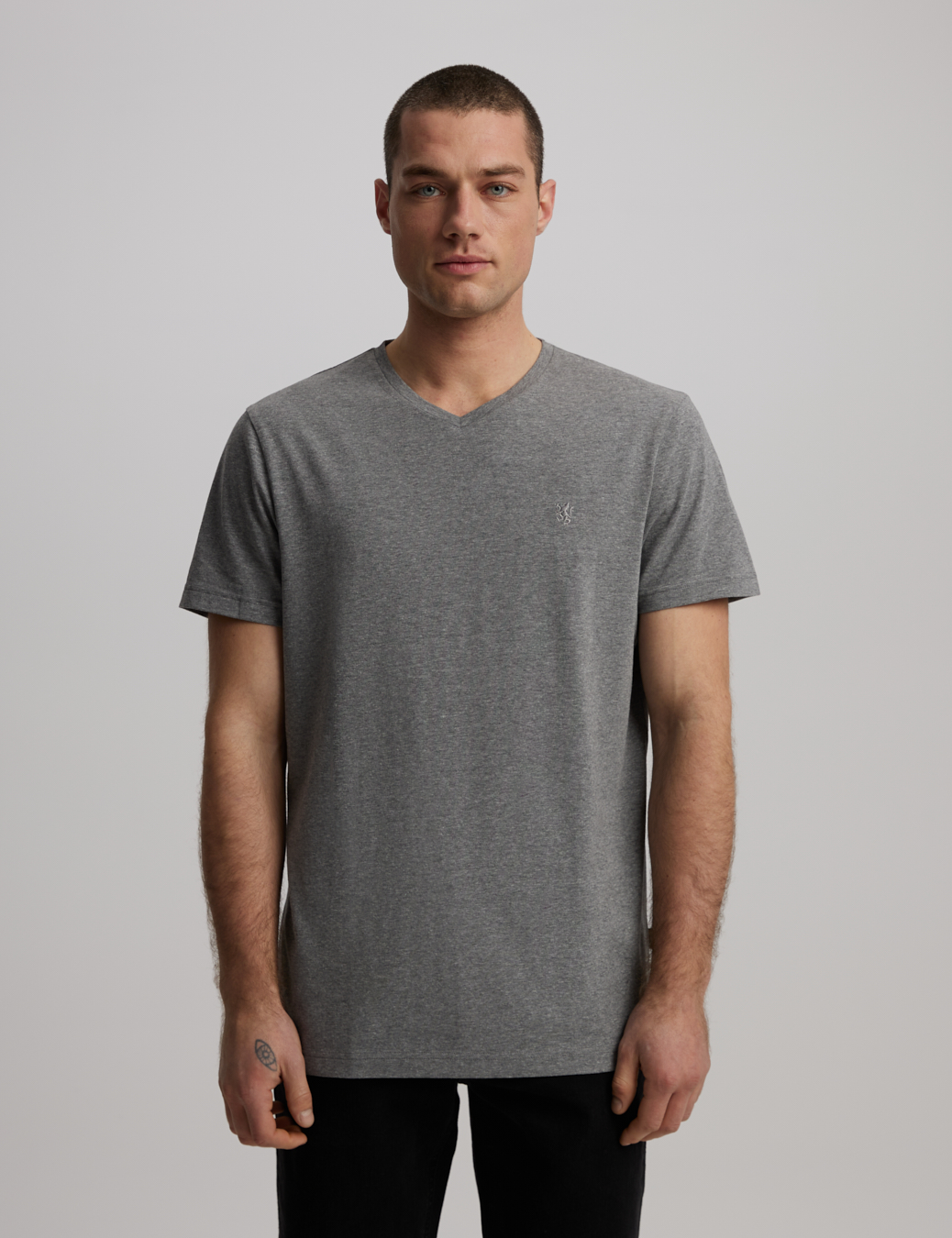 Футболка чоловіча V NECK 252 з V-подібним вирізом графітовий меланж - Зображення 2