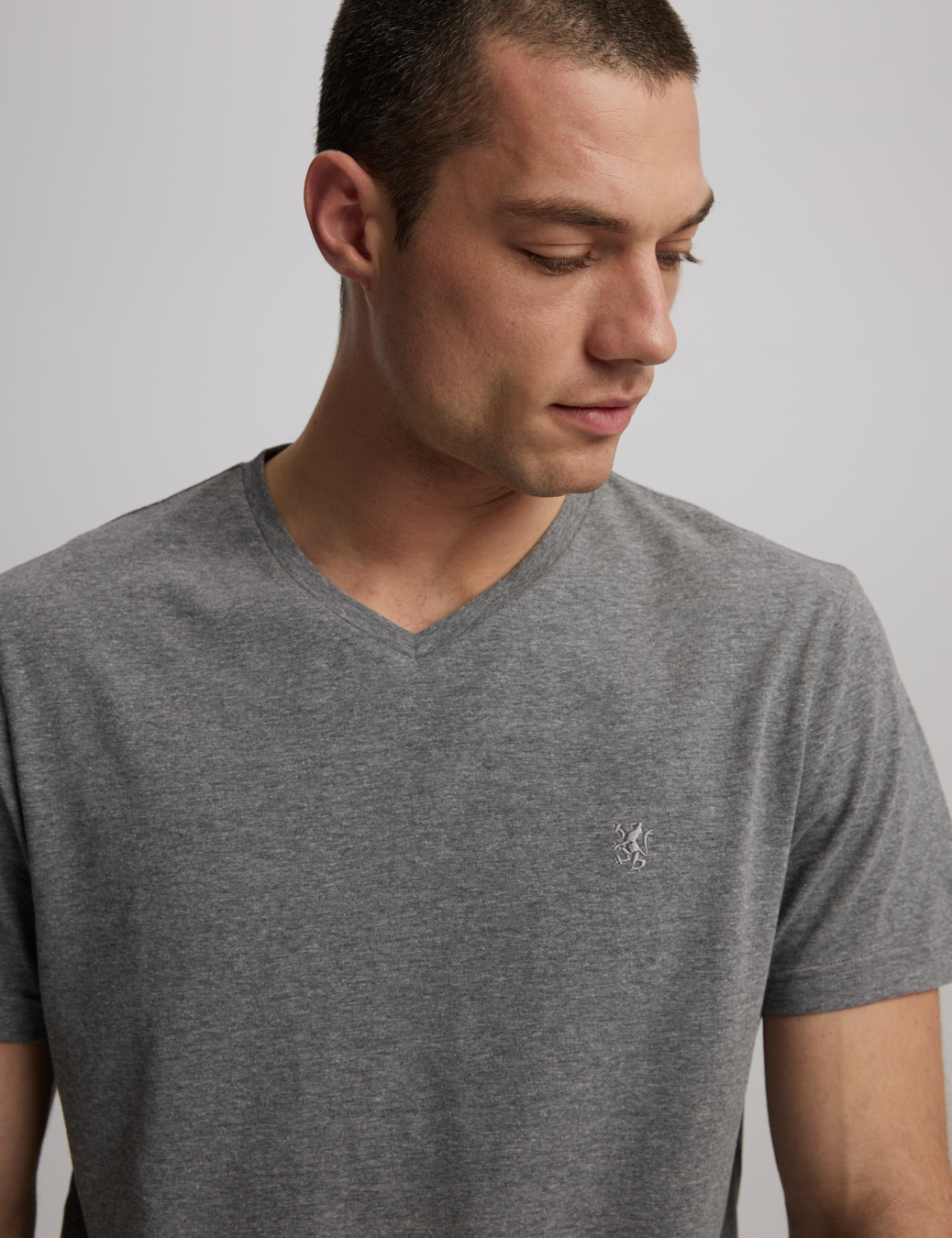 Футболка чоловіча V NECK 252 з V-подібним вирізом графітовий меланж - Зображення 3