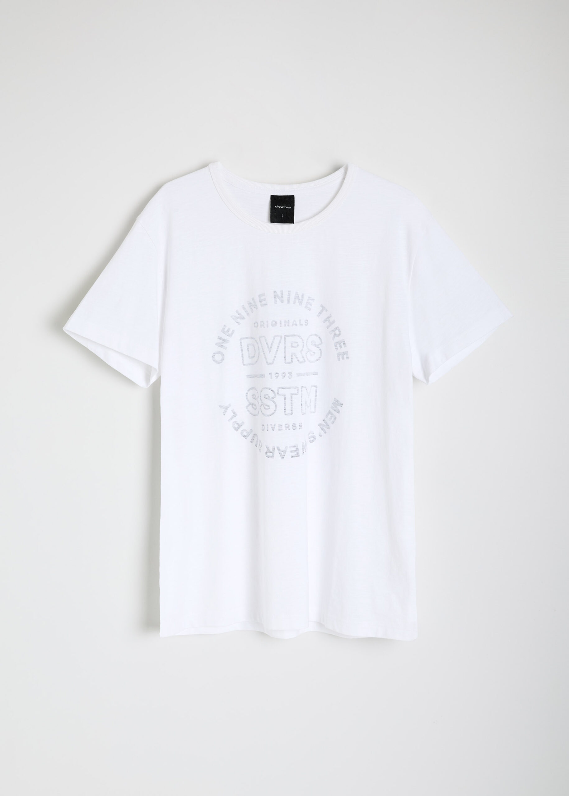Мужская футболка SLUB DISCHARGE с надписью белая — изображение 5