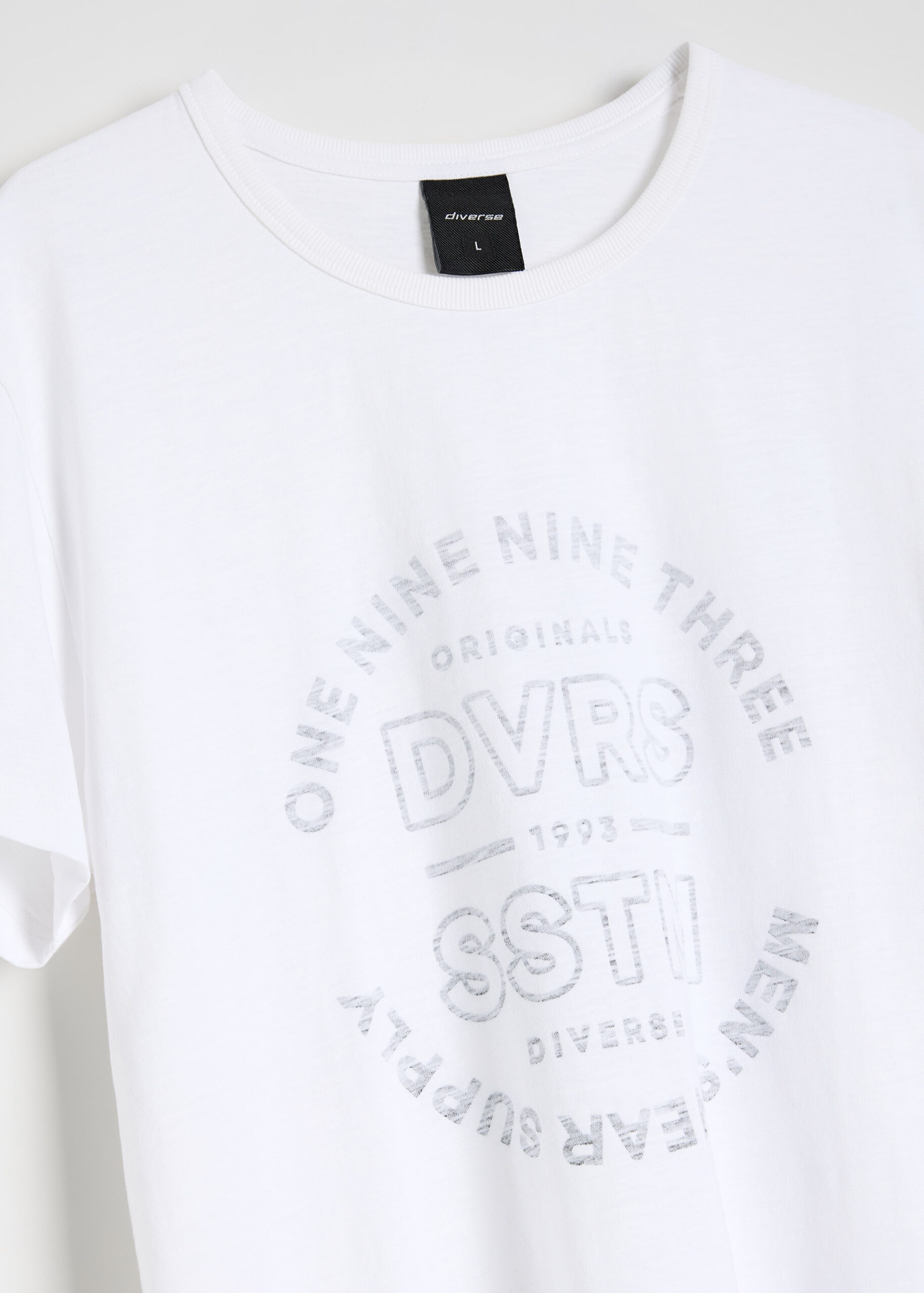 Мужская футболка SLUB DISCHARGE с надписью белая — изображение 6