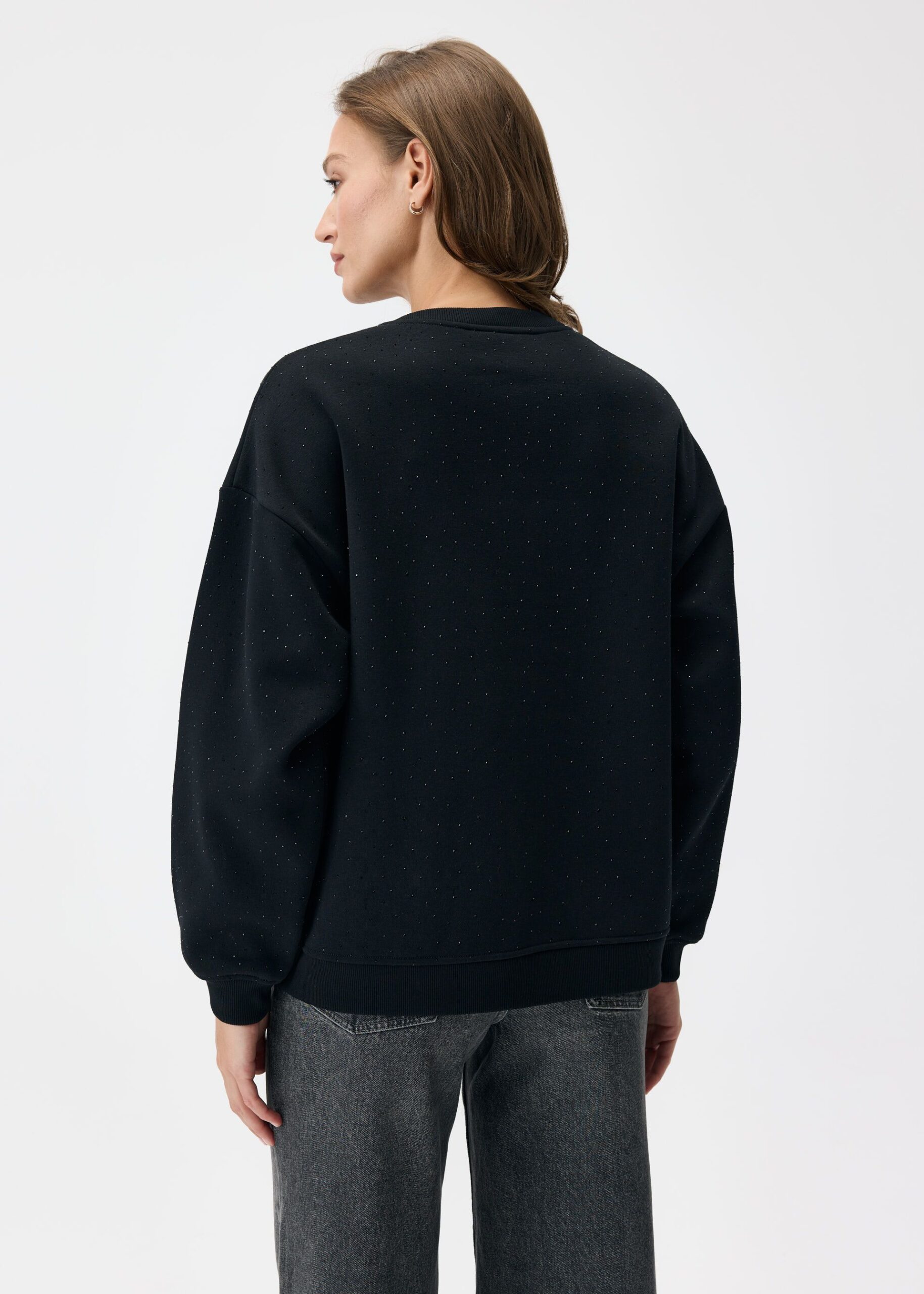 Світшот жіночий PATRY з декоративними кристалами чорний - Зображення 4