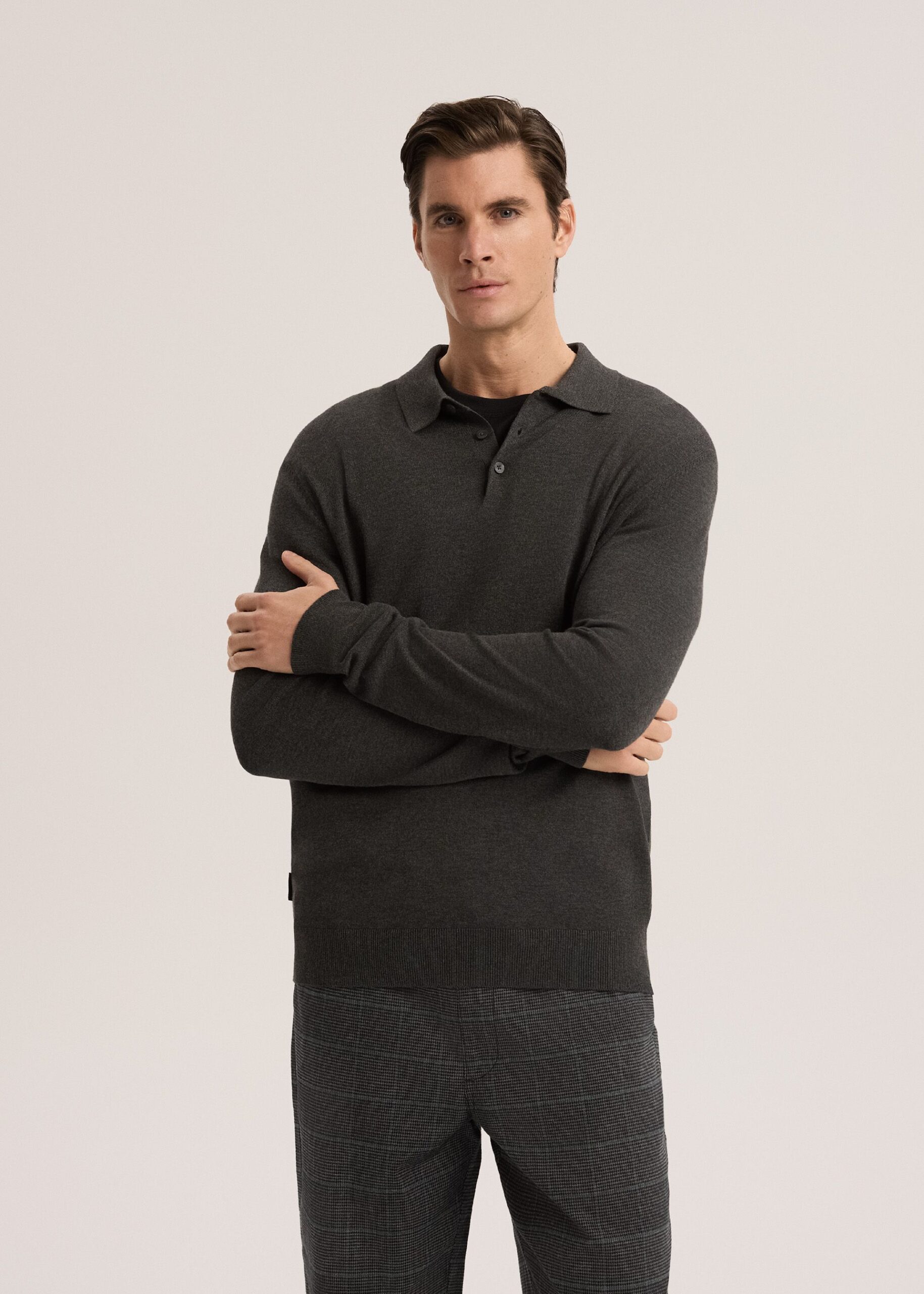 Светр-поло чоловічий POLO SWEATER графітовий меланж - Зображення 2