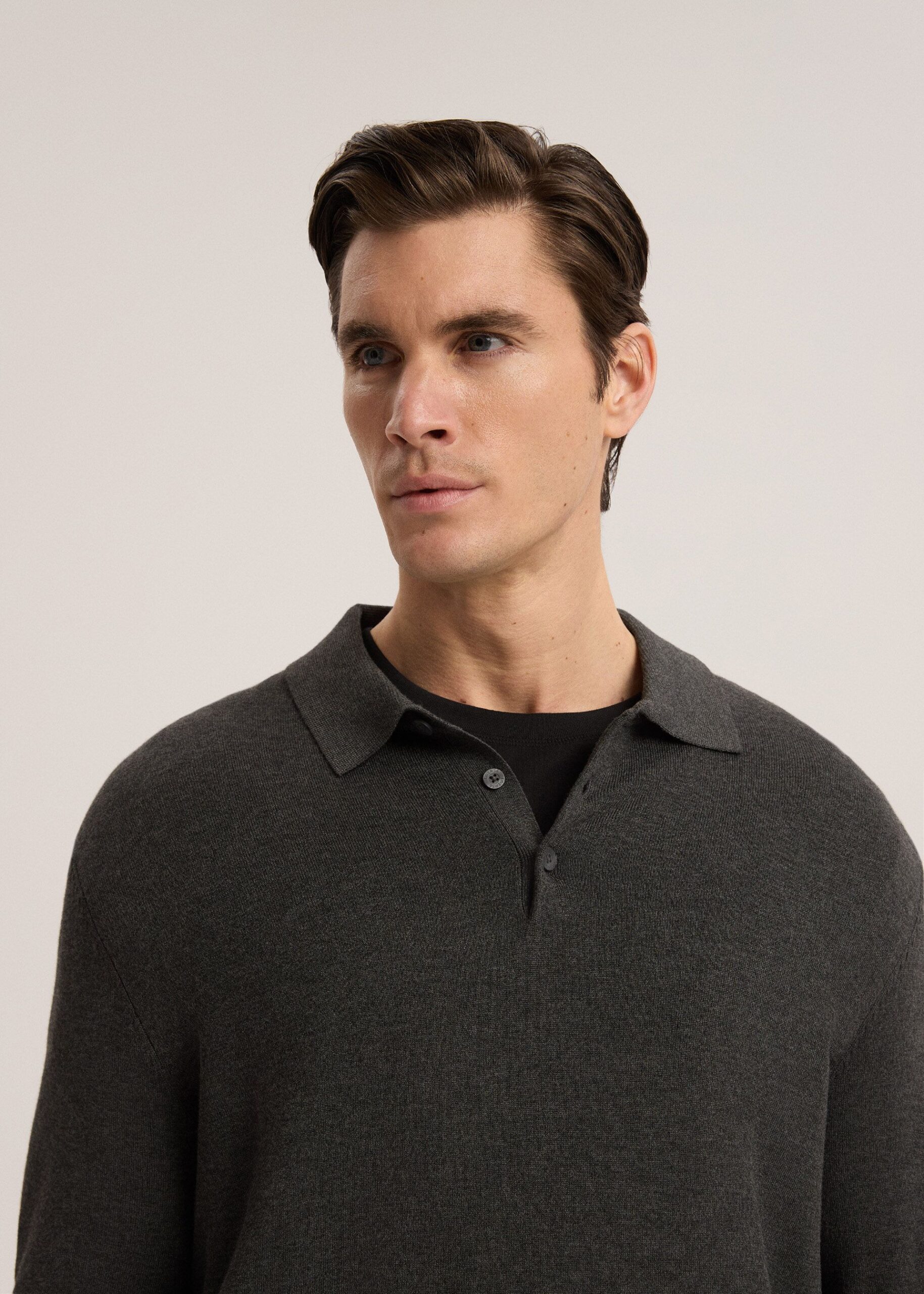 Светр-поло чоловічий POLO SWEATER графітовий меланж - Зображення 3