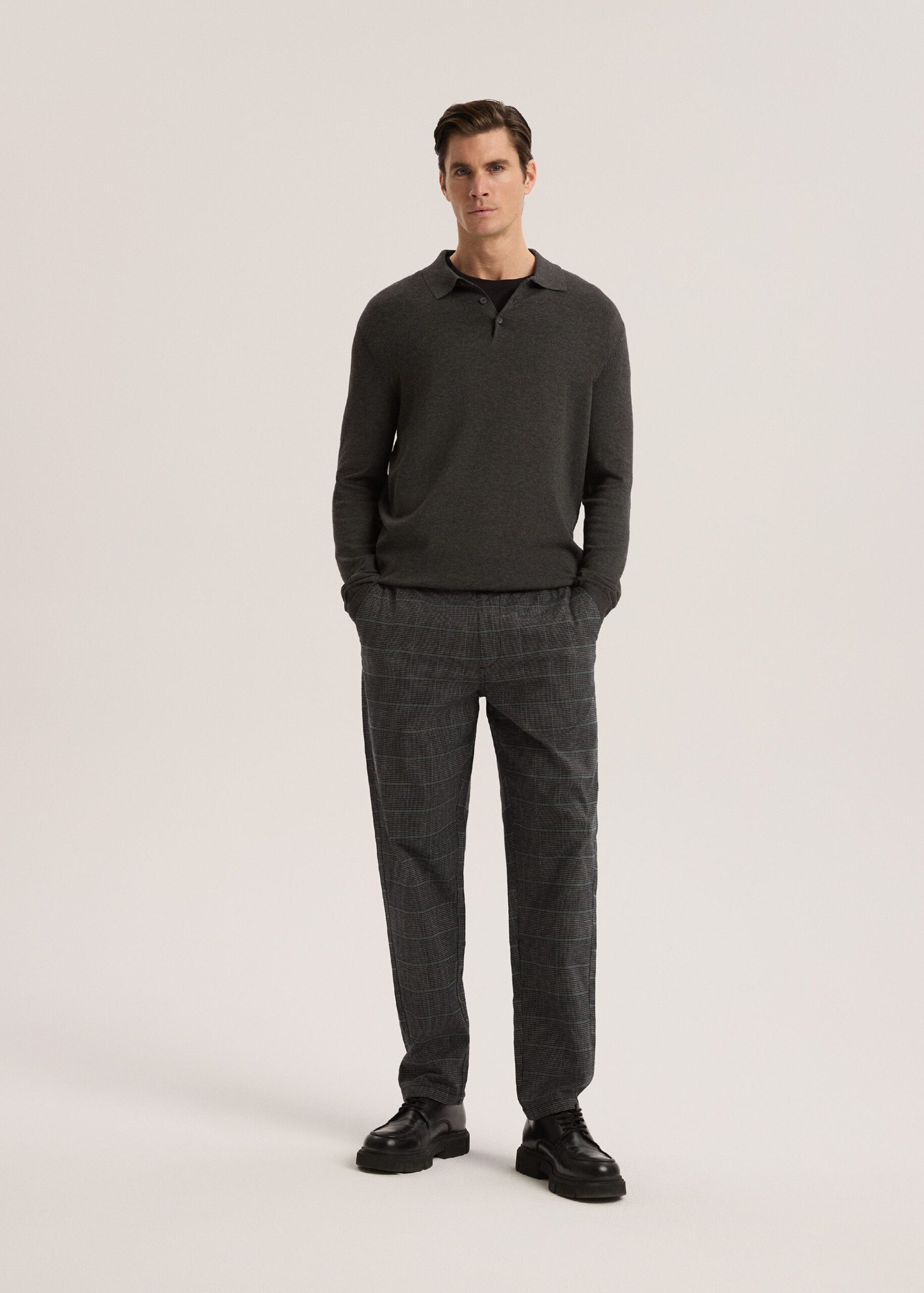 Светр-поло чоловічий POLO SWEATER графітовий меланж - Зображення 4