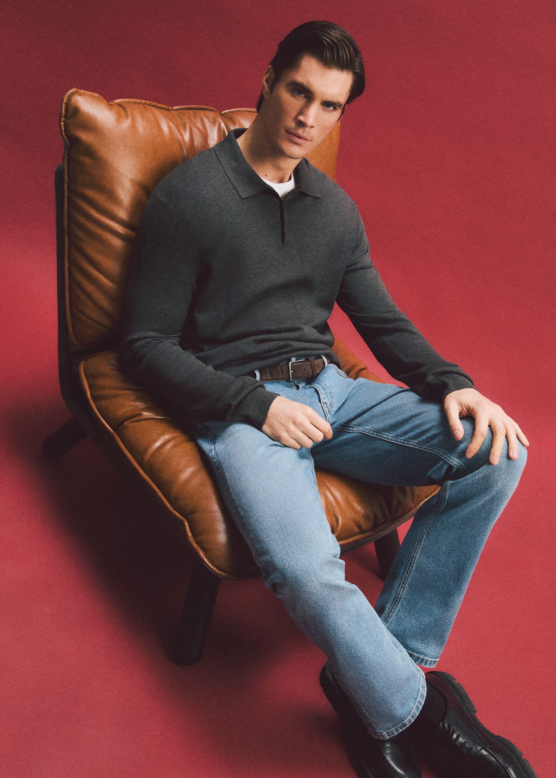 Светр-поло чоловічий POLO SWEATER графітовий меланж