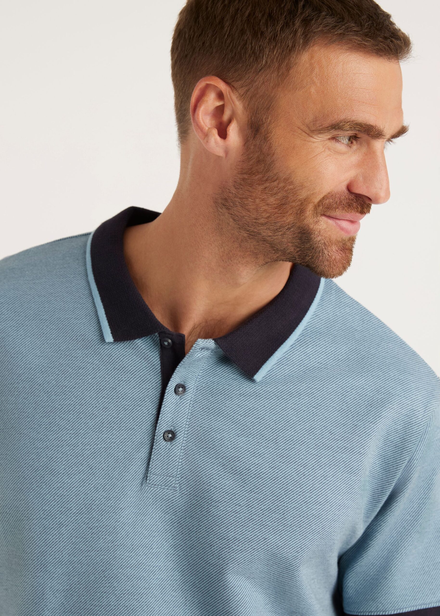 Футболка поло чоловіча MORETTI блакитний з темно-синім - Зображення 2