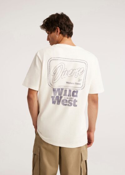 Футболка мужская AMR SLUB с большим принтом на спине тепло-белая