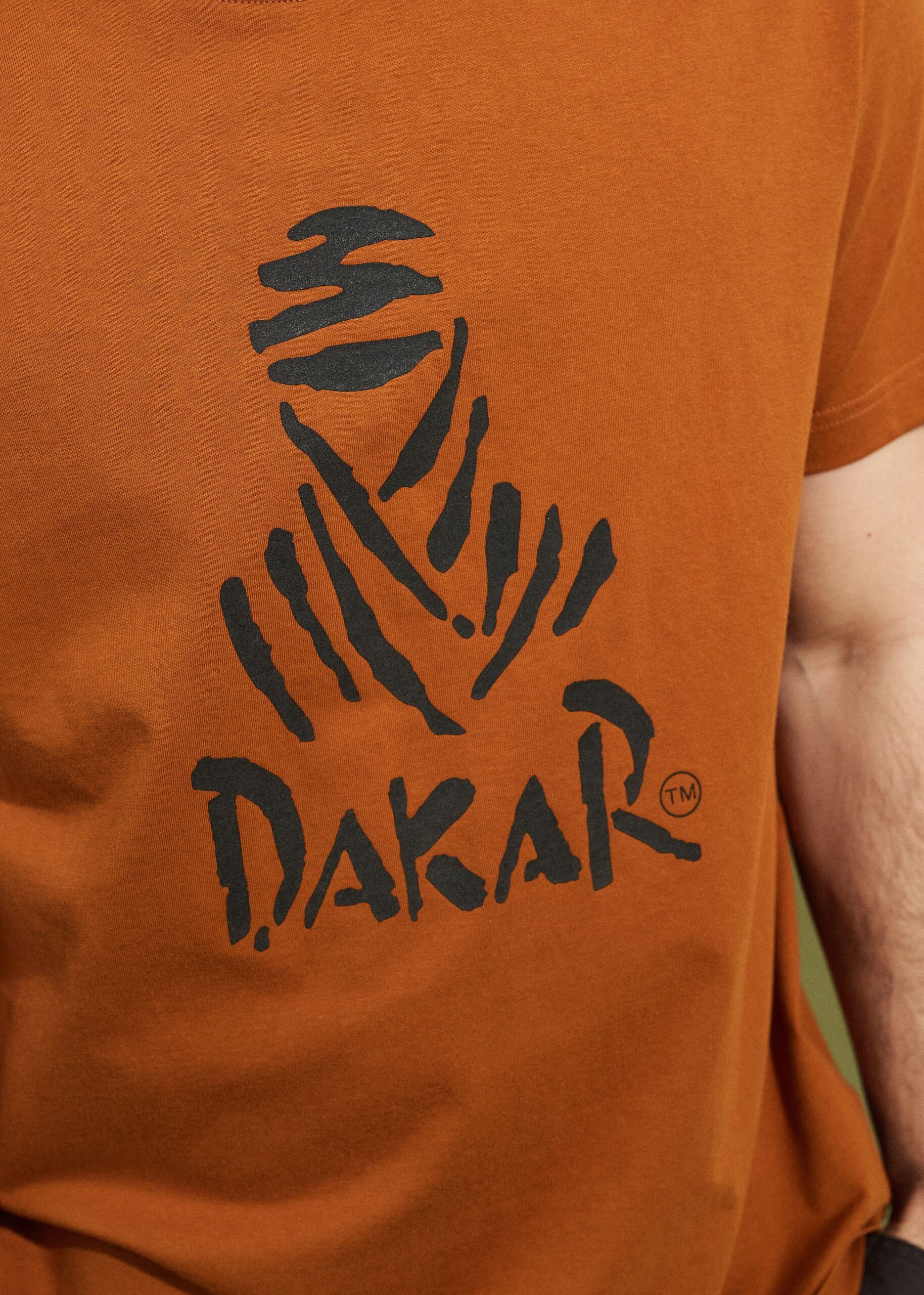 Футболка мужская DKR LOGO 263 с большим принтом Dakar кэмел — изображение 5